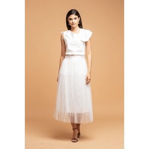 Eva Franco Anthropologie Pearl Tulle Midi Skirt